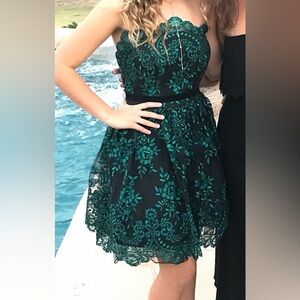 TLC Say yes to the dress strapless Black and Green/Teal Lace Dress